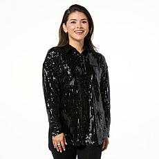 "As Is" Curations x Debbie Denmon Button-Down Sequin Shirt