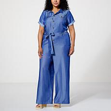 "As Is" Curations x Sarah Anderson Chambray Denim Belted Utility Ju...