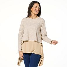 "As Is" DG2 by Diane Gilman Combo Textured Tweed & Jersey Knit Dram...