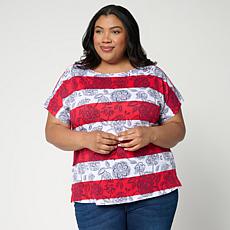 "As Is" DG2 by Diane Gilman Cotton Modal Slub-Printed Dolman Tee
