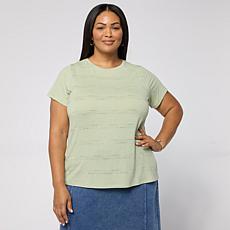 "As Is" DG2 by Diane Gilman Everyday Jersey Crewneck Embellished Tee