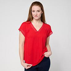 "As Is" DG2 by Diane Gilman Everyday Jersey Lace Trimmed Knit Top
