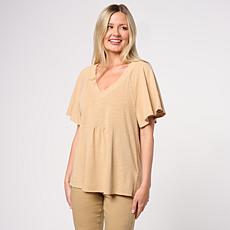 "As Is" DG2 by
Diane Gilman Flutter-Sleeve V-neck Top