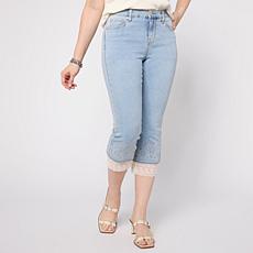 "As Is" DG2 by Diane Gilman Legacy Stretch Denim Embroidered Lace H...