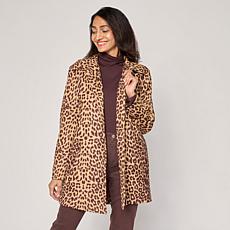 "As Is" DG2 by Diane Gilman Leopard Print Faux Suede Car Coat