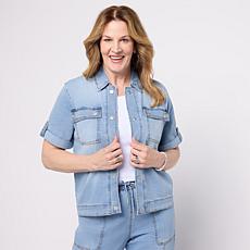 "As Is" DG2 by Diane Gilman Lightweight Stretch Denim Utility Jacket
