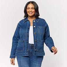 "As Is" DG2 by Diane Gilman Lux Touch Denim Patch Pocket Utility Ja...