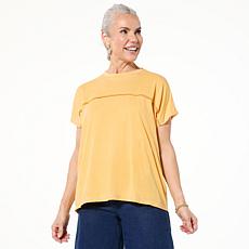 "As Is" DG2 by Diane Gilman Metallic-Trimmed Relaxd Crew Neck Knit Top