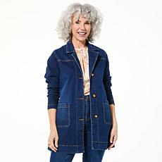 "As Is" DG2 by Diane Gilman New Classic Stretch Denim City Coat