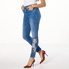 "As Is" DG2 by Diane Gilman New Classic Stretch Denim Embellished S...