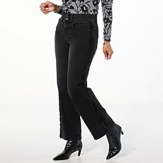 "As Is" DG2 by Diane Gilman New Classic Stretch Denim Frayed Wide-L...