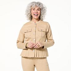 "As Is" DG2 by Diane Gilman New Classic Stretch Denim Peplum Jacket
