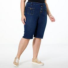 "As Is" DG2 by Diane Gilman New Classic Stretch Denim Pull-On Bermu...