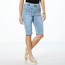 "As Is" DG2 by Diane Gilman New Classic Stretch Denim Pull-On Bermu...