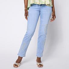 "As Is" DG2 by Diane Gilman New Classic Stretch Embroidered Straigh...