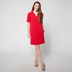 "As Is" DG2 by Diane Gilman Ponte Knit Short-Sleeve A-Line Dress