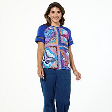 "As Is" DG2 by Diane Gilman Printed Mixed Media Top