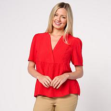 "As Is" DG2 by
Diane Gilman Puff Sleeve V-Neck Blouse