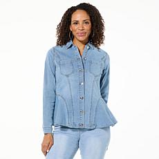 "As Is" DG2 by Diane Gilman Soft & Sleek Fit-and-Flare Denim Jacket