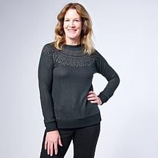 "As Is" DG2 by Diane Gilman Studded Fairisle Pullover Sweater