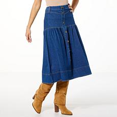 "As Is" DG2 by Diane Gilman Super Stretch Knit Denim Front Yoke Gat...