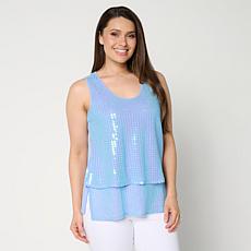 "As Is" DG2 by Diane Gilman U-Neck Sequined Easy Tank