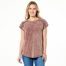 "As Is" DG2 by Diane Gilman Venise Lace Trimmed Dolman Sleeve Top