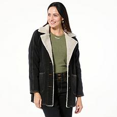 "As Is" DG2 by Diane Gilman Vintage-Style Denim Sherpa Coat