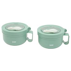 "As Is" Dishy Set of Two Insulated Microwavable Soup Bowls