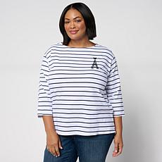"As Is" Elle Get the Look Striped Graphic Tee