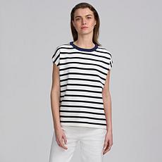 "As Is" Elle Get the Look Striped Knit Top with Embellishment