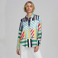 "As Is" Elle Live Multi-Stripe Long-Sleeve Shirt