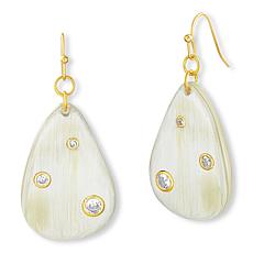 "As Is" Faire Collection Simone CZ Handcarved Teardrop Dangle Earrings