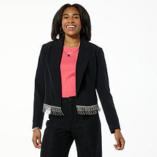 "As Is" G by Giuliana Black Label Blazer with Rhinestone Trimm