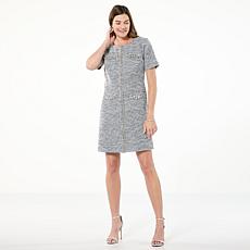 "As Is" G by Giuliana Black Label Embellished Bouclé Tweed Knit Dress