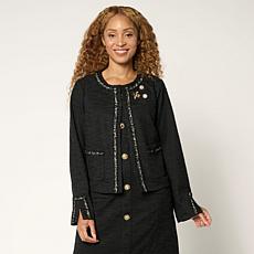 "As Is" G by Giuliana Black Label Knit Tweed Cropped Blazer