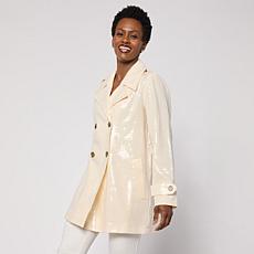 "As Is" G by Giuliana Black Label Sequin Double-Breasted Trench Coat