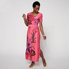 "As Is" G by Giuliana Black Label Silky Knit Maxi w/Tie Belt