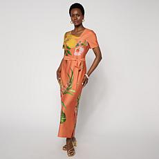 "As Is" G by Giuliana Black Label Silky Knit Maxi w/Tie Belt