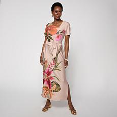 "As Is" G by Giuliana Black Label Silky Knit Maxi w/Tie Belt