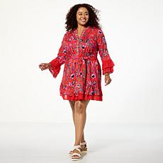 "As Is" G by Giuliana Black Label Woven Embroidered Dress with Tier...