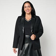 "As Is" G by Giuliana Denim and Faux Leather Blazer