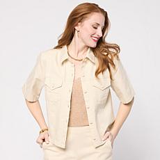 "As Is" G by Giuliana Diamond-Quilted Textured Denim Jacket