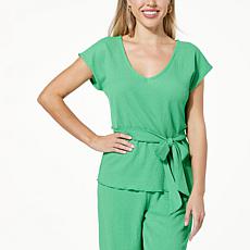 "As Is" G by Giuliana Jacquard Knit Tie-Waist Top