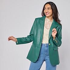 "As Is" G by Giuliana Lamb Leather Single-Breasted Blazer