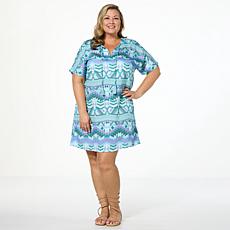 "As Is" G by Giuliana Printed Woven Dolman Sleeve T-Shirt Dress