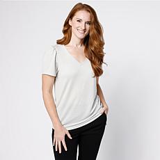 "As Is" G by Giuliana Short Sleeve Foil Knit Top