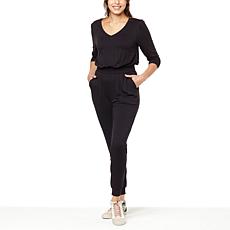 "As Is" G by Giuliana SoSoft Knit Long-Sleeve Jogger Jumpsuit