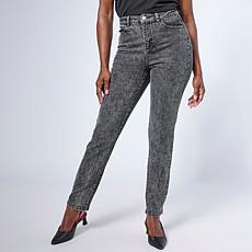 "As Is" G by Giuliana Straight-Leg Denim Jean with Rhinestones