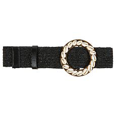 "As Is" G by Giuliana Stretch Raffia Belt with Decorative Seashells